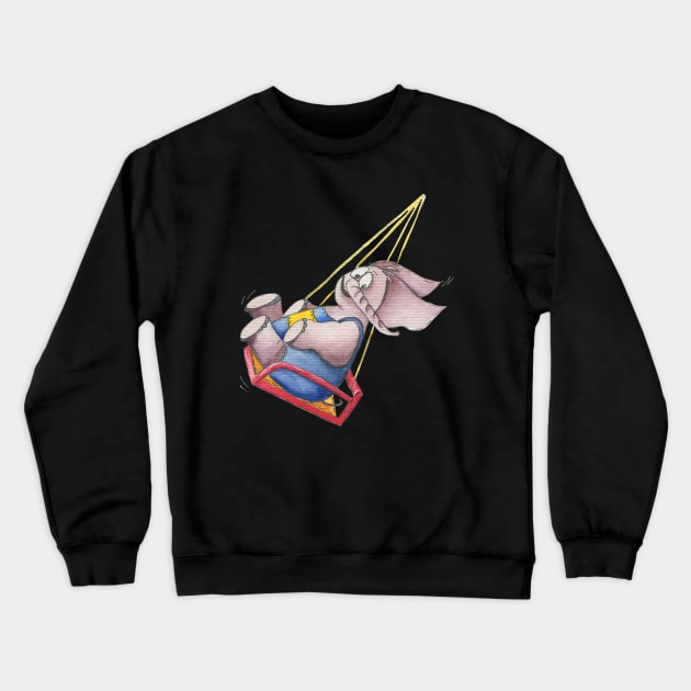 FUNNY ELEPHANT SWINGING WATERCOLOR Crewneck Sweatshirt by ReignGFX